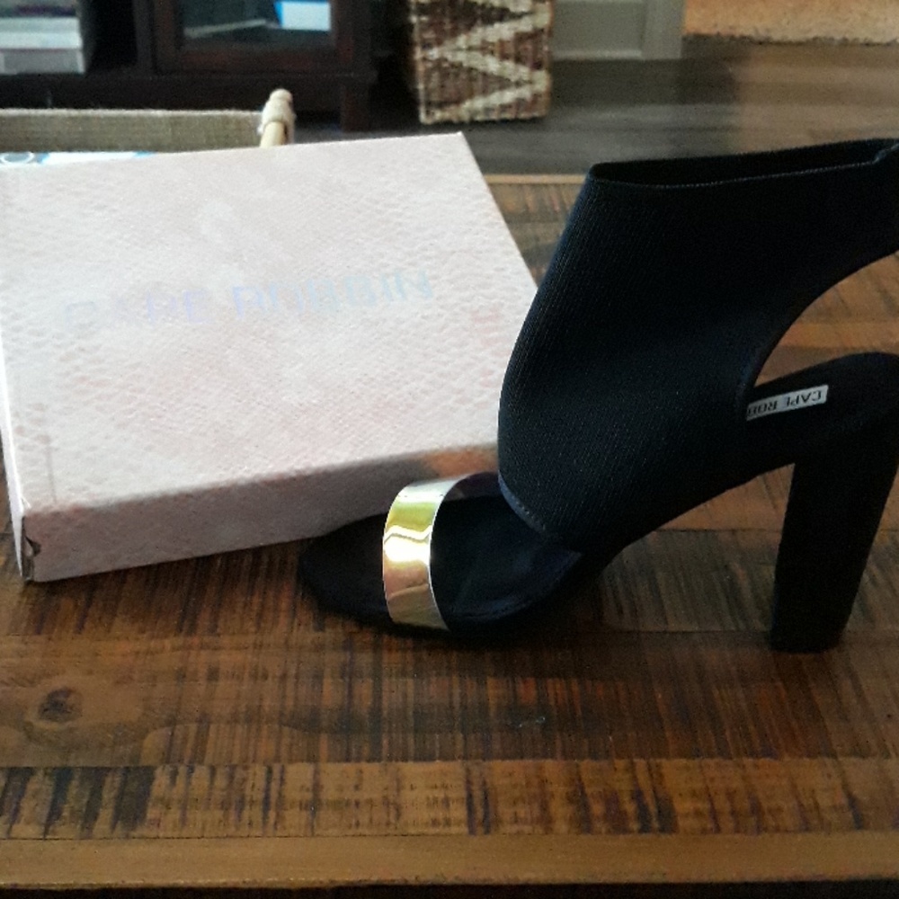 Black open toed booties